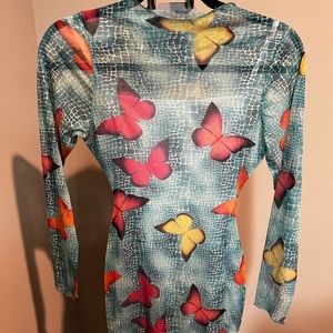 MISSGUIDED, US Size 6, Blue with Colorful Butterflies